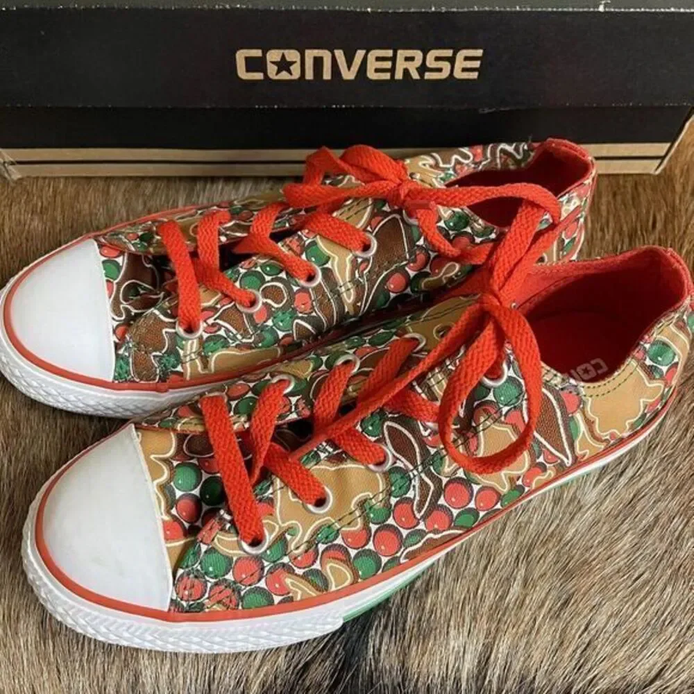 Converse‎ All Star Youth 3 Christmas Gingerbread Man Low Top Shoes Style 654370F